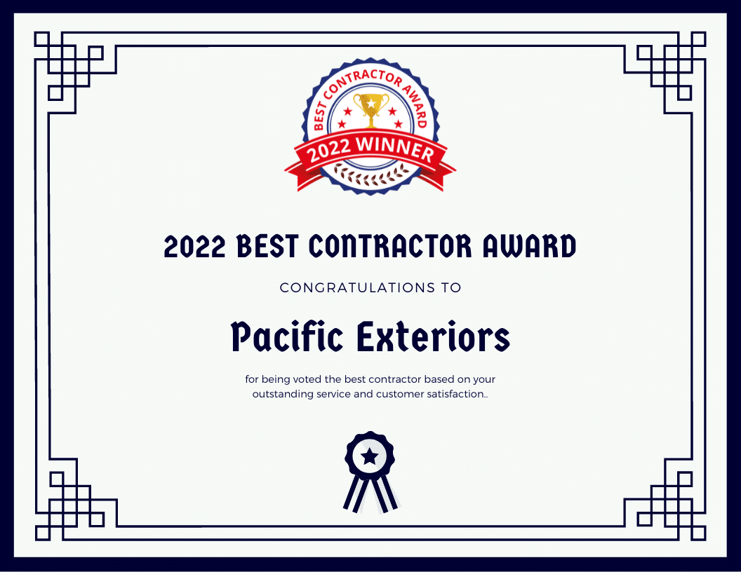 Pacific Exteriors NW Best Contractor Winner 2022